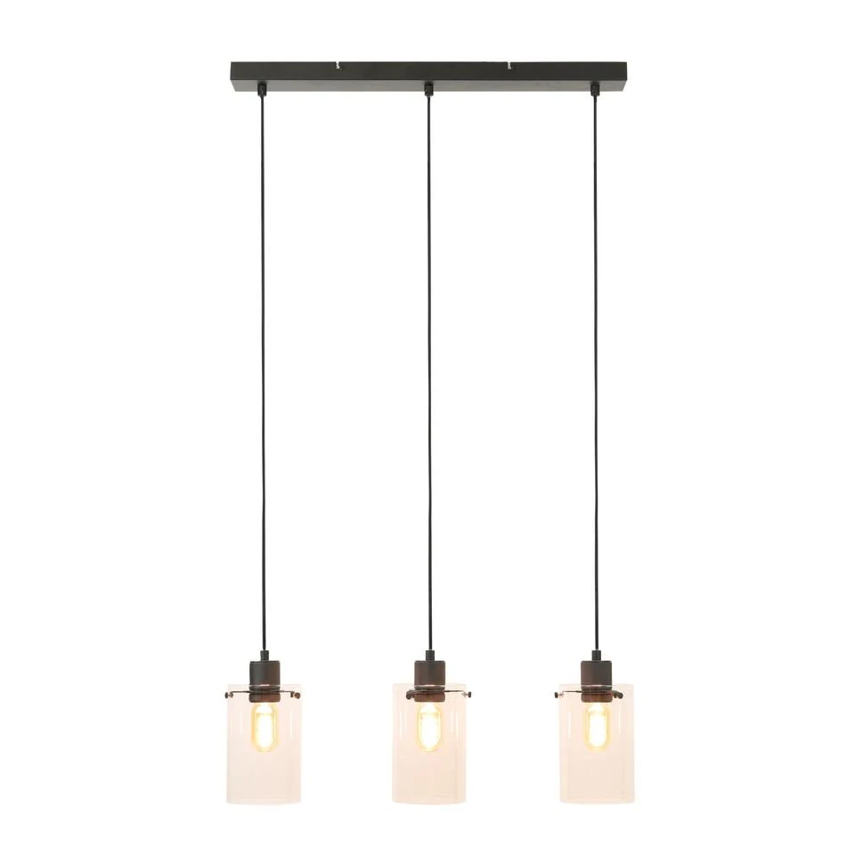 Hanglamp Vancouver - Zwart Glas - 65x12x18,5cm - 3L 2 Hanglamp Vancouver - Zwart Glas - 65x12x18,5cm - 3L - Afbeelding 2