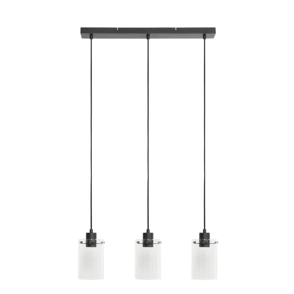 Hanglamp Vancouver - Zwart Glas - 65x12x18,5cm - 3L 1 Hanglamp Vancouver - Zwart Glas - 65x12x18,5cm - 3L
