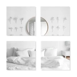 MISOU Plakspiegel 4 Stuks 30x30cm Deurspiegel Hangend Zelfklevende Spiegel