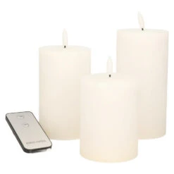 Anna's Collection LED Stompkaarsen Met Afstandsbediening - 3x - Wit