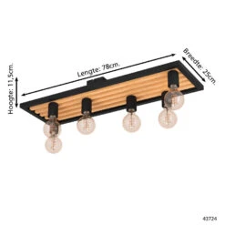 EGLO Consett Plafondlamp - E27 - 78 Cm - Zwart/Bruin - Staal 7 EGLO Consett Plafondlamp - E27 - 78 Cm - Zwart/Bruin - Staal -Leenbakker Winkel 1000090414 0103