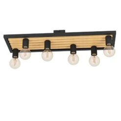 EGLO Consett Plafondlamp - E27 - 78 Cm - Zwart/Bruin - Staal