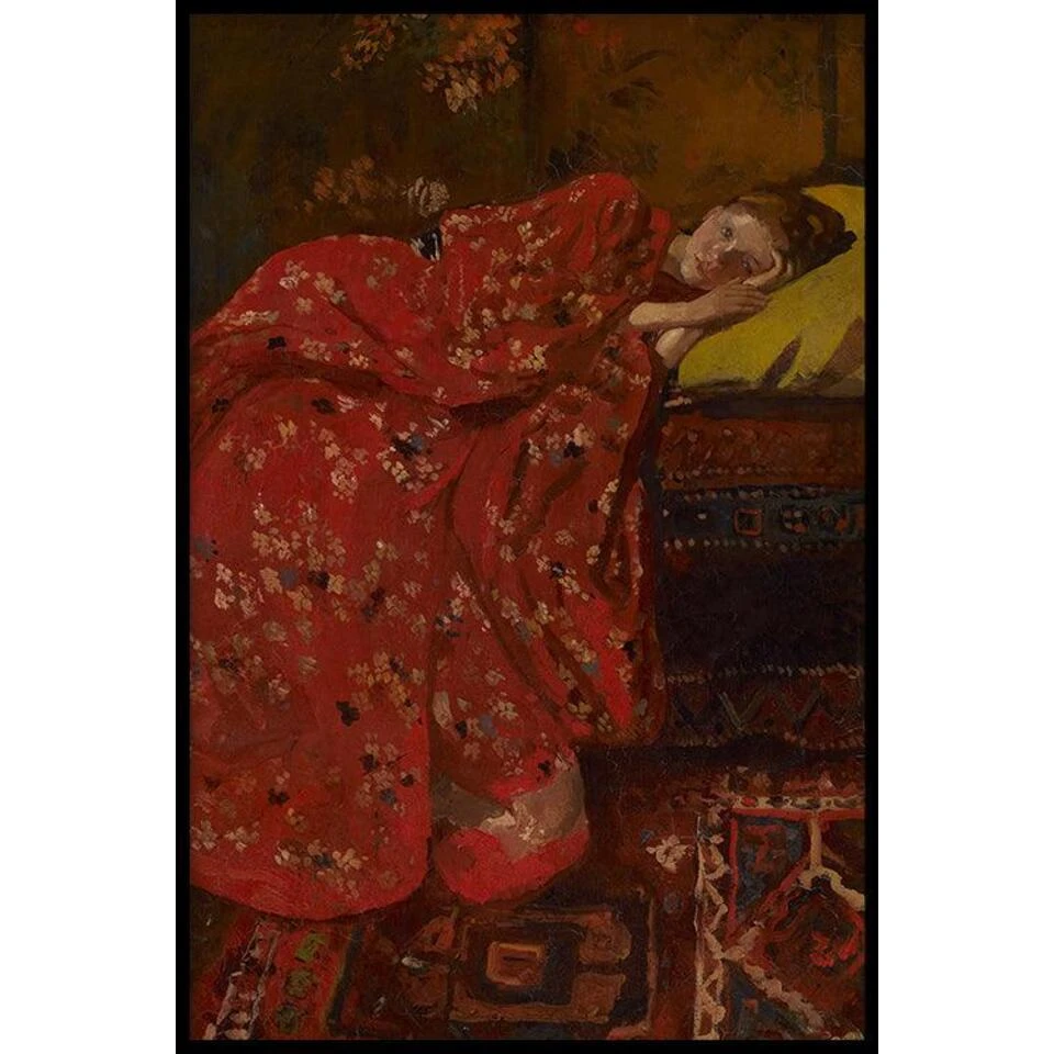 Walljar - Breitner - Meisje In Rode Kimono - Poster Met Lijst / 60 X 90 Cm 2 Walljar - Breitner - Meisje In Rode Kimono - Poster Met Lijst / 60 X 90 Cm - Afbeelding 2