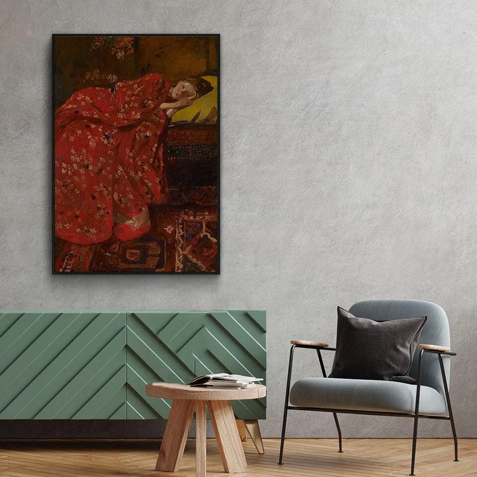 Walljar - Breitner - Meisje In Rode Kimono - Poster Met Lijst / 60 X 90 Cm 3 Walljar - Breitner - Meisje In Rode Kimono - Poster Met Lijst / 60 X 90 Cm - Afbeelding 3