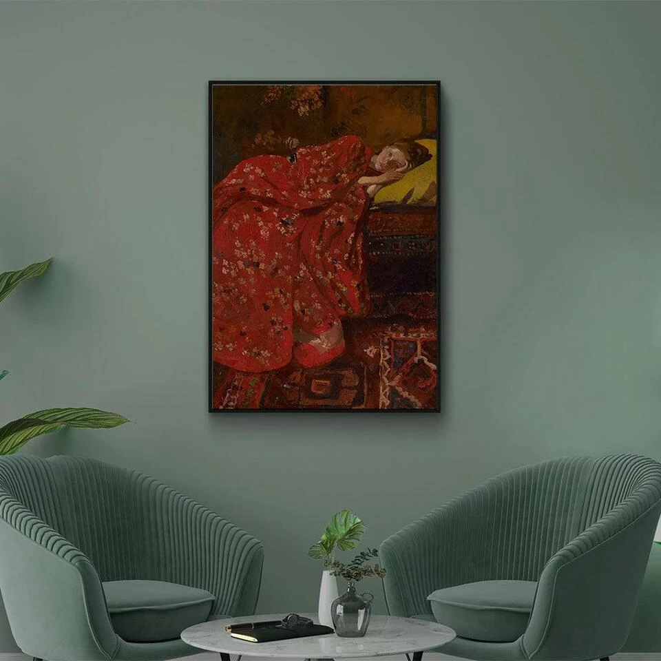 Walljar - Breitner - Meisje In Rode Kimono - Poster Met Lijst / 60 X 90 Cm 4 Walljar - Breitner - Meisje In Rode Kimono - Poster Met Lijst / 60 X 90 Cm - Afbeelding 4