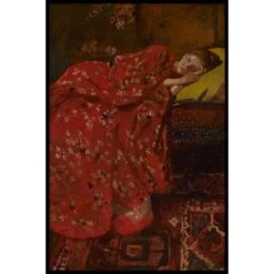 Walljar - Breitner - Meisje In Rode Kimono - Poster Met Lijst / 60 X 90 Cm