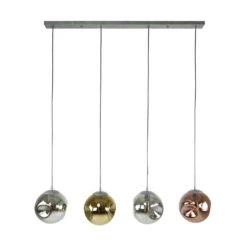 Industriële Hanglamp Ada Gekleurd Glas 4-lichts - 25x130x150 Cm - Glas - Grijs