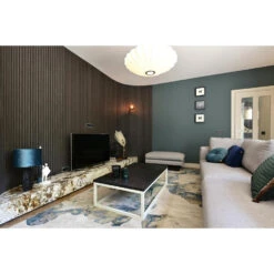 Set Van 2 Premium Wandpanelen Verouderd Eiken - Zwart Vilt - MDF - Bruin -Leenbakker Winkel 1000093236 0103