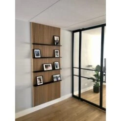 Set Van 2 Premium Wandpanelen Naturel - Zwart Vilt - MDF - Bruin -Leenbakker Winkel 1000093242 0103