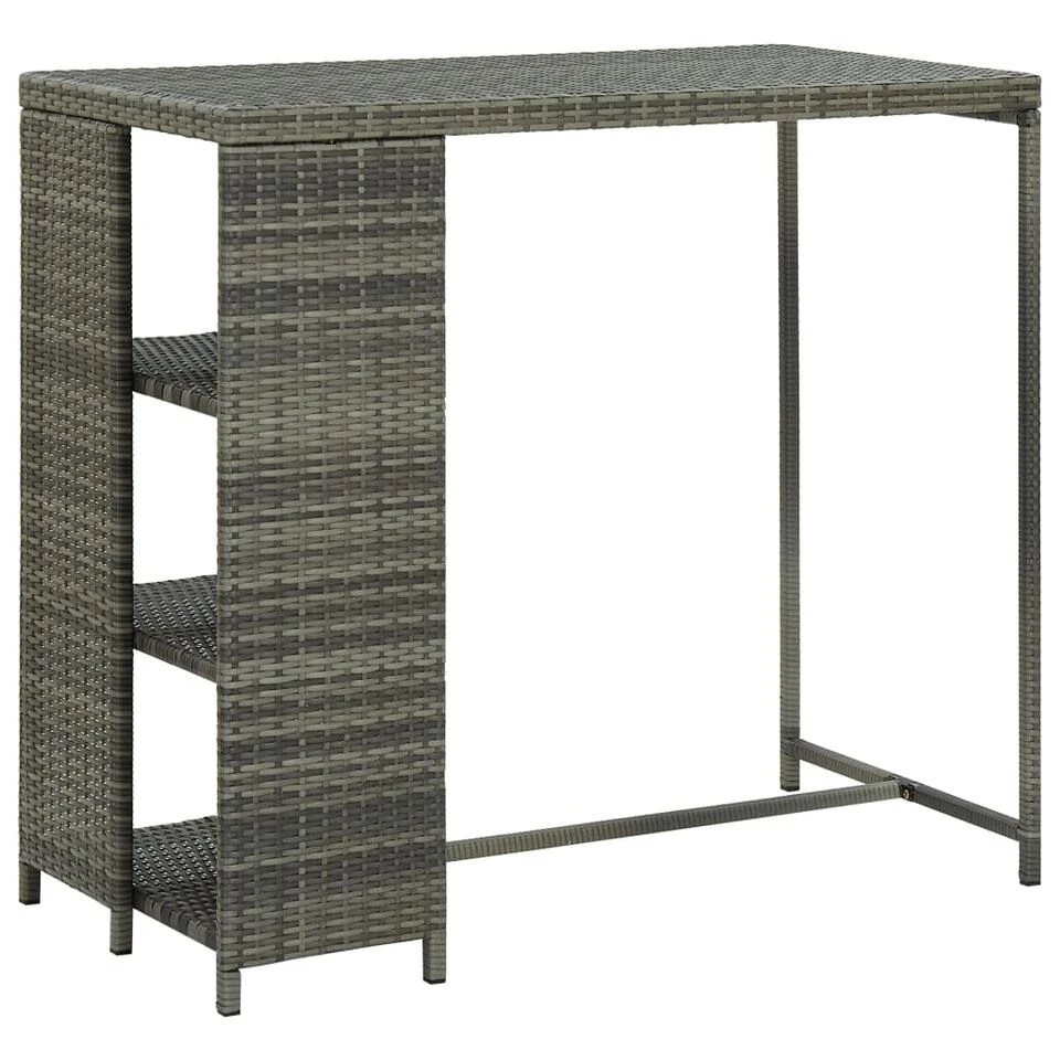 VidaXL Bartafel Met Opbergrek 120x60x110 Cm Poly Rattan Grijs 1 VidaXL Bartafel Met Opbergrek 120x60x110 Cm Poly Rattan Grijs