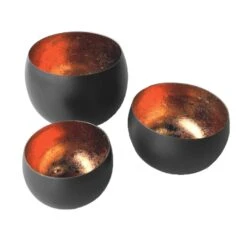 Rootsmann Theelichthouders Rond - Zwart-Koper - Metaal