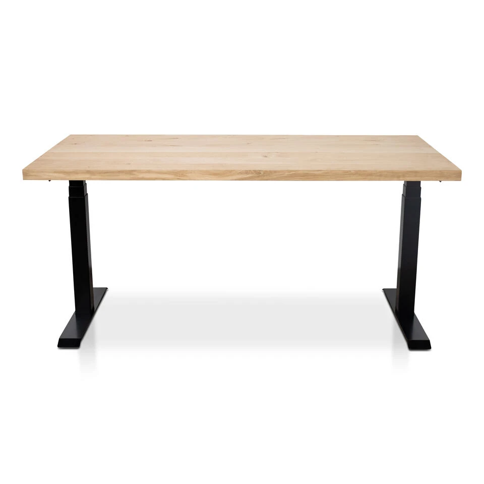 MRC Zit-sta Bureau Massief Eiken Blad 180x90 Zwart Frame NEN-EN 527 2 MRC Zit-sta Bureau Massief Eiken Blad 180x90 Zwart Frame NEN-EN 527 - Afbeelding 2