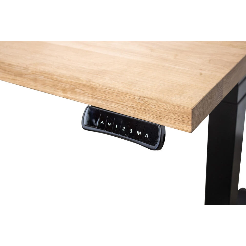 MRC Zit-sta Bureau Massief Eiken Blad 180x90 Zwart Frame NEN-EN 527 4 MRC Zit-sta Bureau Massief Eiken Blad 180x90 Zwart Frame NEN-EN 527 - Afbeelding 4