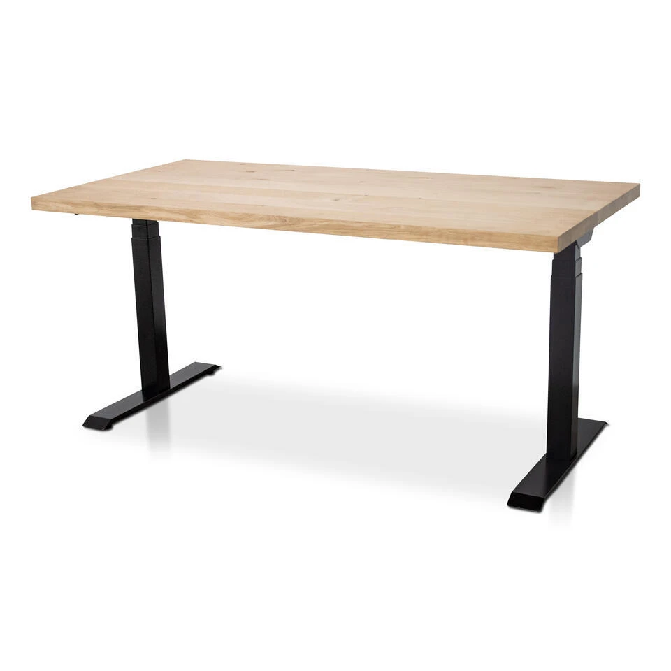 MRC Zit-sta Bureau Massief Eiken Blad 180x90 Zwart Frame NEN-EN 527 1 MRC Zit-sta Bureau Massief Eiken Blad 180x90 Zwart Frame NEN-EN 527