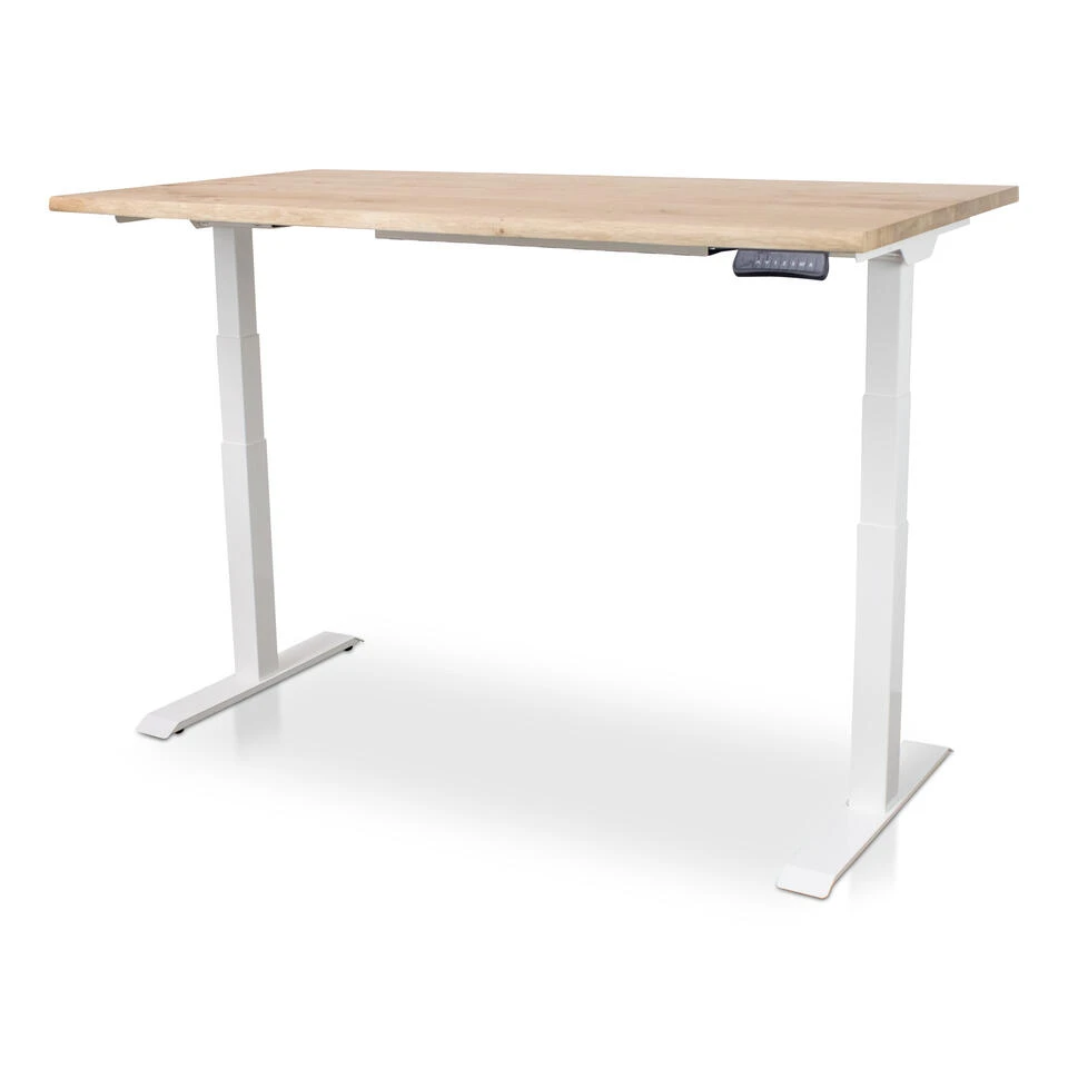 MRC Zit-sta Bureau Massief Boomstam Blad 140x80 Wit Frame NEN-EN 527 2 MRC Zit-sta Bureau Massief Boomstam Blad 140x80 Wit Frame NEN-EN 527 - Afbeelding 2