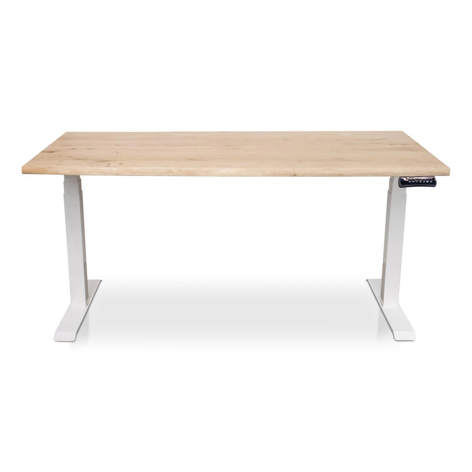 MRC Zit-sta Bureau Massief Boomstam Blad 140x80 Wit Frame NEN-EN 527 4 MRC Zit-sta Bureau Massief Boomstam Blad 140x80 Wit Frame NEN-EN 527 - Afbeelding 4