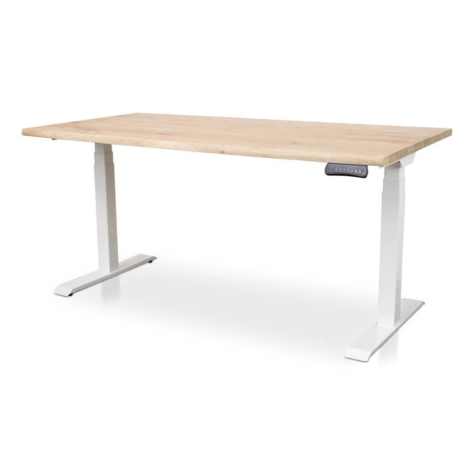 MRC Zit-sta Bureau Massief Boomstam Blad 140x80 Wit Frame NEN-EN 527 1 MRC Zit-sta Bureau Massief Boomstam Blad 140x80 Wit Frame NEN-EN 527