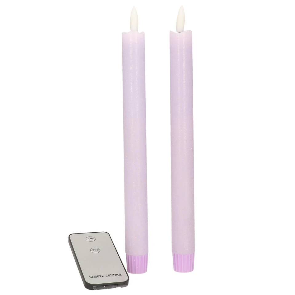 Anna's Collection LED Dinerkaarsen - 2x - Lila Paars - 23 Cm 1 Anna's Collection LED Dinerkaarsen - 2x - Lila Paars - 23 Cm