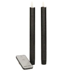 Anna's Collection LED Dinerkaarsen - 2x - Zwart - 23 Cm