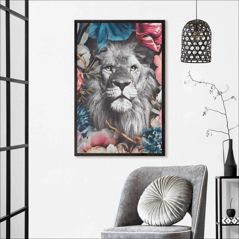Ingelijste Poster Leeuw 93x63 Cm Bont 2 Ingelijste Poster Leeuw 93x63 Cm Bont - Afbeelding 2