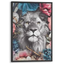 Ingelijste Poster Leeuw 93x63 Cm Bont