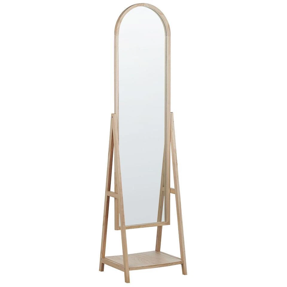 Beliani Staande Spiegel CHAMBERY - Lichte Houtkleur Paulowniahout 1 Beliani Staande Spiegel CHAMBERY - Lichte Houtkleur Paulowniahout