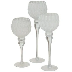 Deco By Boltze Kaarshouders - 3 Stuks - Zilver Met Wit - Glas