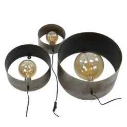 Wandlamp Set Van 3 Chez Rond Oud Zilver - 39x39x39 Cm - Metaal - Grijs