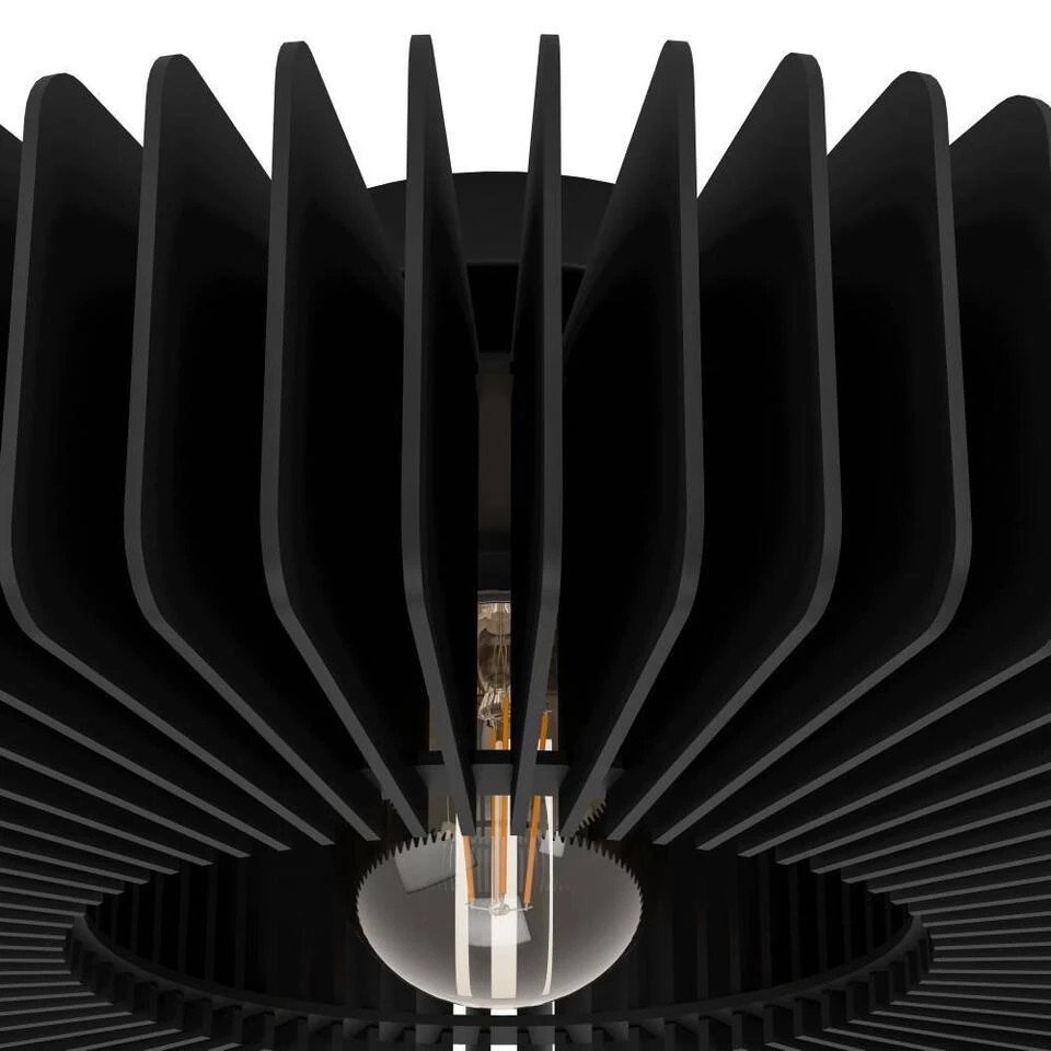 EGLO Palombaia Plafondlamp - E27 - Ø 50 Cm - Zwart - Hout/Staal 2 EGLO Palombaia Plafondlamp - E27 - Ø 50 Cm - Zwart - Hout/Staal - Afbeelding 2