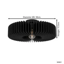 EGLO Palombaia Plafondlamp - E27 - Ø 50 Cm - Zwart - Hout/Staal 7 EGLO Palombaia Plafondlamp - E27 - Ø 50 Cm - Zwart - Hout/Staal -Leenbakker Winkel 1000095935 0103