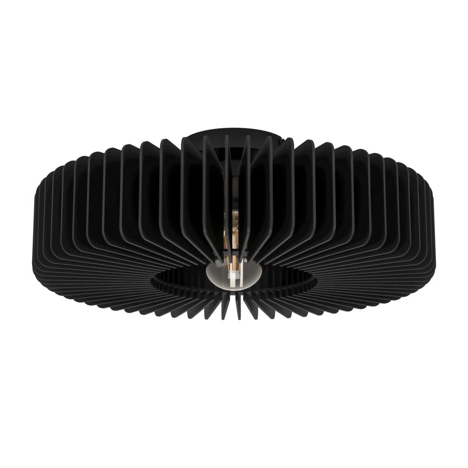 EGLO Palombaia Plafondlamp - E27 - Ø 50 Cm - Zwart - Hout/Staal 1 EGLO Palombaia Plafondlamp - E27 - Ø 50 Cm - Zwart - Hout/Staal