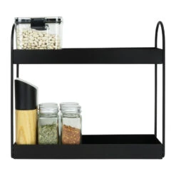 QUVIO Kruidenrek - 2 Laags - Metaal - Zwart -Leenbakker Winkel 1000097087 0103