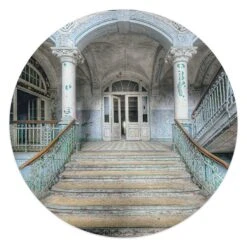 Glasschilderij Ziekenhuis Trap Ø 50 Cm Blauw