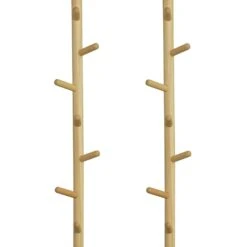 WOOOD Marrit Kapstok 7 Haaks - Hout - Naturel - Set Van 2