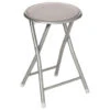 5five Bijzet Krukje/stoel - Opvouwbaar - Zilver/taupe - 46 Cm