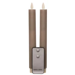 Anna Collection LED Dinerkaarsen - 2x St - Taupe Kleur - 23 Cm