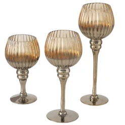 Merkloos Deco By Boltze Kaarsenhouders/windlichten - Set Van 3x Stuks