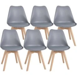 CLP Set Van 6 Eetkamerstoel Ramsey Natura Frame - Kunststof - Grijs