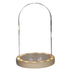 Ideas 4 Seasons Stolp - Glas - Houten Plateau - LED - D14 X H21,5 Cm