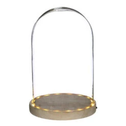 Ideas 4 Seasons Stolp - Glas - Houten Plateau - LED - D17 X H25,5 Cm