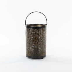 Anna Collection Led Sfeer Lantaarn/lamp - Zwart Met Goud - H19 Cm