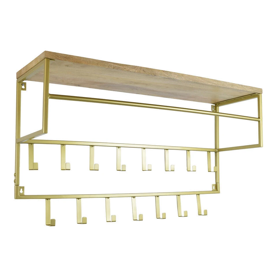 LOFT42 Petri Kapstok - 15 Haken - Metaal - Goud - 100x57x30 1 LOFT42 Petri Kapstok - 15 Haken - Metaal - Goud - 100x57x30