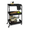 QUVIO Keukentrolley Metaal Opvouwbaar Met 3 Lagen En Op Wieltjes - Zwart