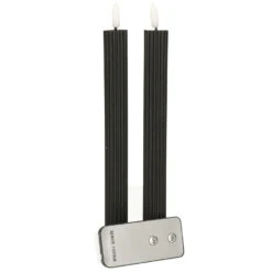 Anna's Collection Led Dinerkaarsen - 2x St - Zwart - Ribbel - 23 Cm