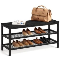 Goliving Schoenenrek - Schoenenbank - Halbank - Industrieel - Zwart