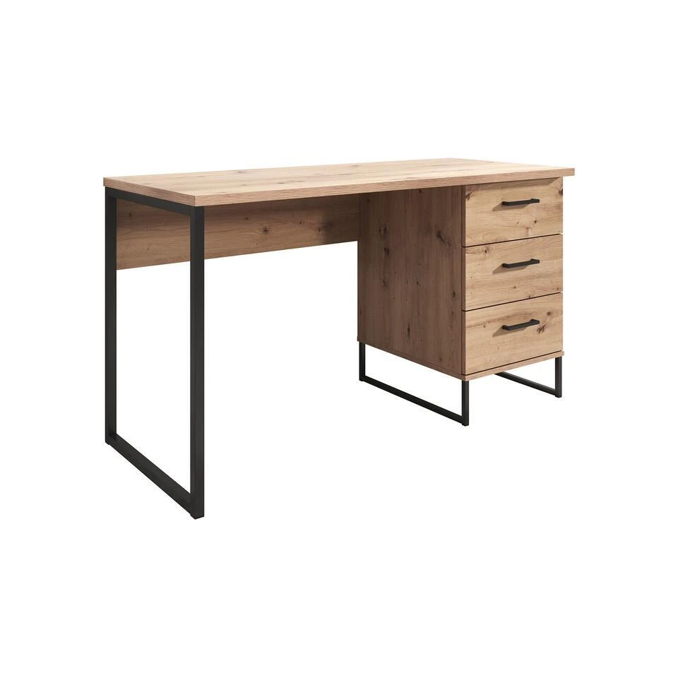 Meubella - Bureau Saturn - Eiken - Zwart - 138 Cm 1 Meubella - Bureau Saturn - Eiken - Zwart - 138 Cm
