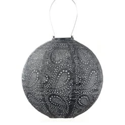 LUMIZ Solar Lampion Paisley Rond - 30 Cm - Donker Grijs