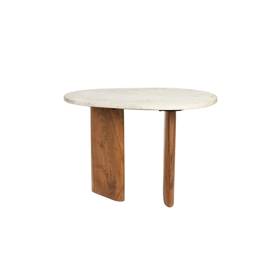 Housecraft Tanda Bijzettafel Marmer/ Hout 56x37 Cm Beige 1 Housecraft Tanda Bijzettafel Marmer/ Hout 56x37 Cm Beige