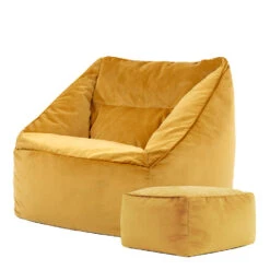 Icon Zitzak En Poef Natalia - Fluwelen Zitzak - Geel