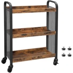 Keukentrolley Xenia 3 Legplanken - Rustiek Bruin/zwart
